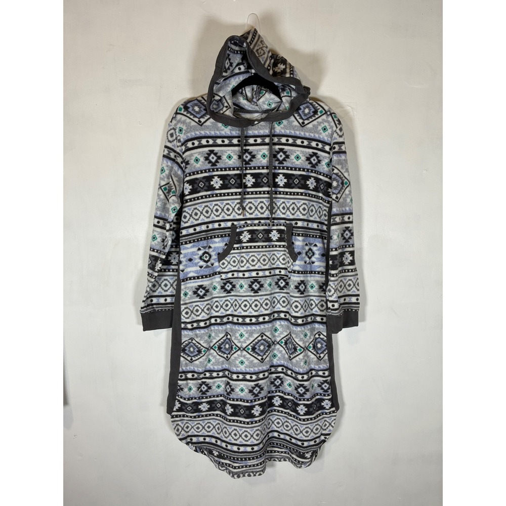 Cuddl Duds XL Fleece Hooded Midi Lounger Fair Isle Southwestern Cozy Sleepwear